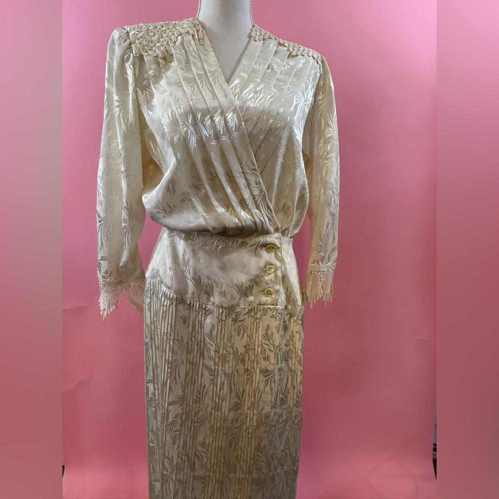 Elegant Cream Wrap Dress with Button Detail